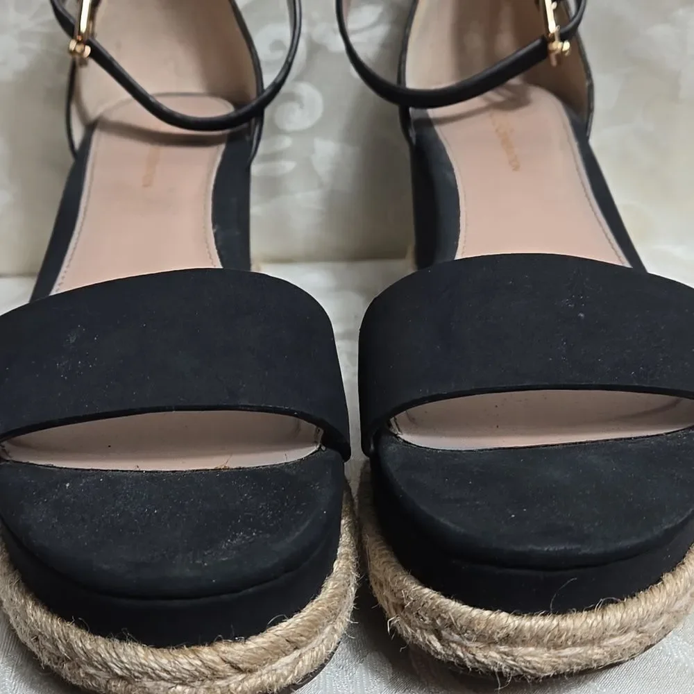 BCBGeneration Black Espadrille Wedge Sandals